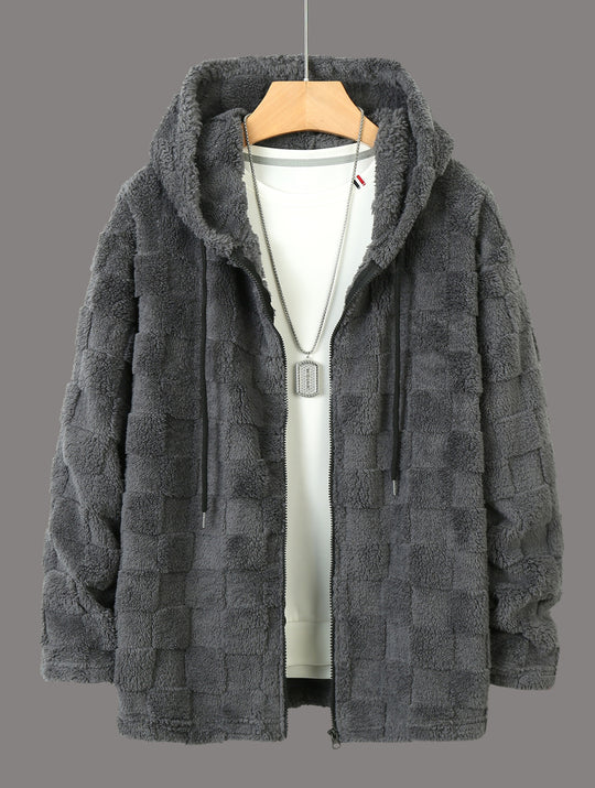 Damen Flauschige Fleecejacke mit Kapuze R&B