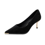 Damen elegante Absatzschuhe mit goldenen Details und spitzem Design R&B