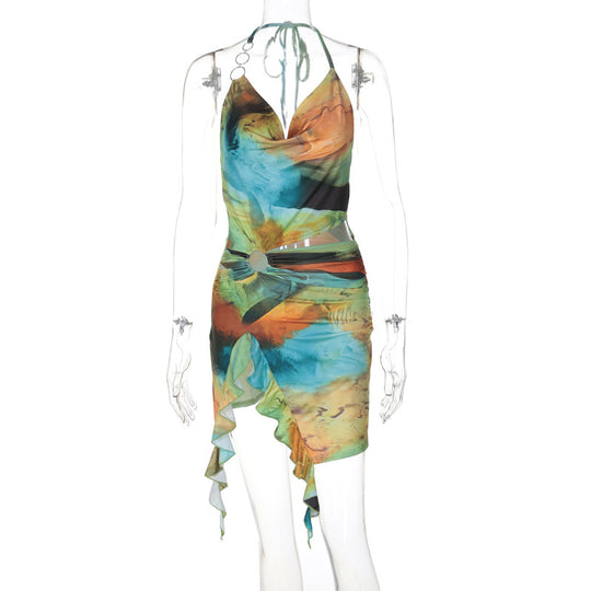 Damen Elegantes Wickelkleid mit raffiniertem Wasserdesign R&B