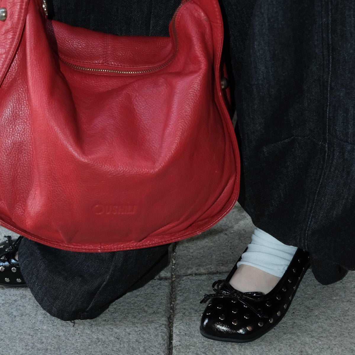 Damen elegante Ballerinas mit modischem Nieten-Detail R&B