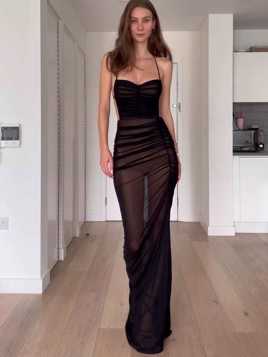 Damen Elegantes Wickelkleid mit tiefer Rückenansicht und fein schwingendem Rock R&B