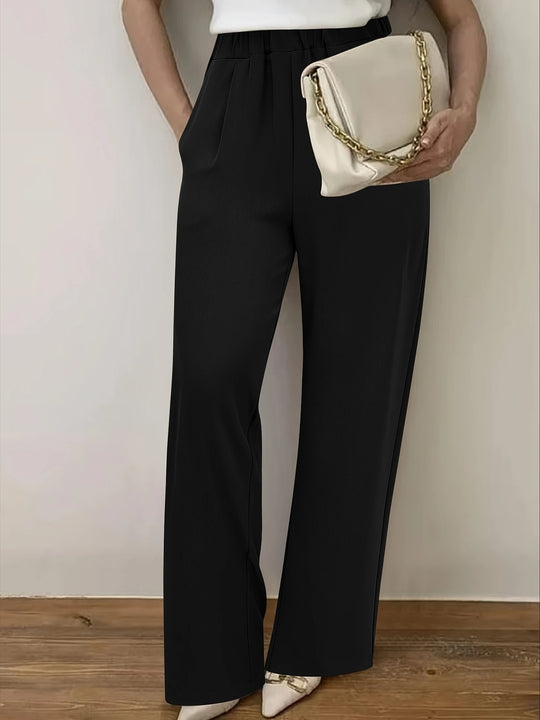 Damen Weite Hochtaillierte Stoffhose mit elegantem Gummibund R&B