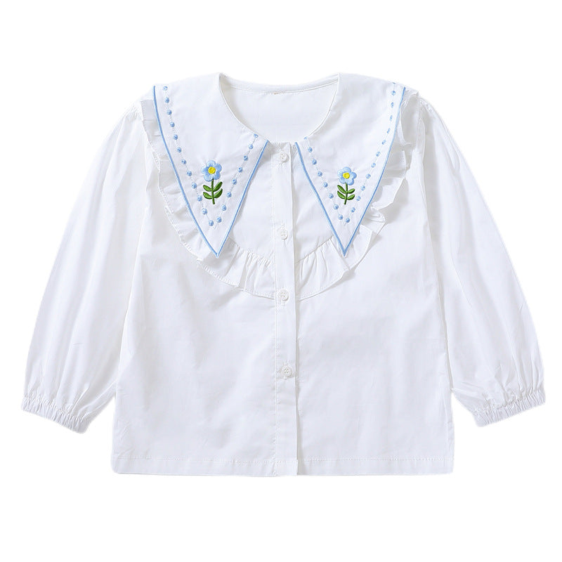 Mädchen Rüschenbluse mit besticktem Kragen R&B