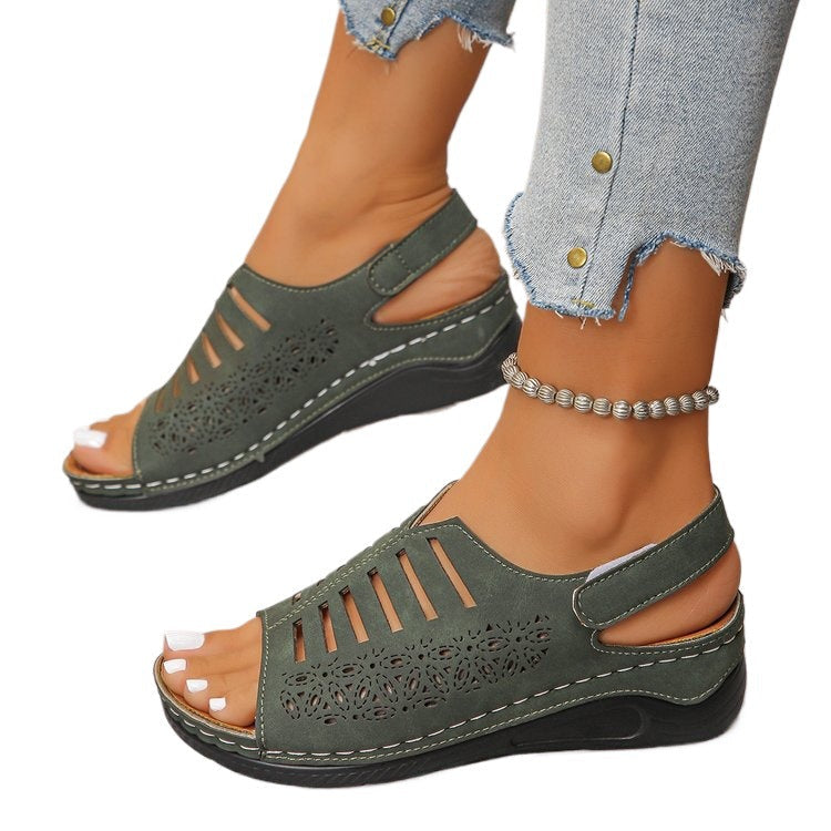 Damen Offene Sandalen mit feiner Durchbruchsstruktur R&B