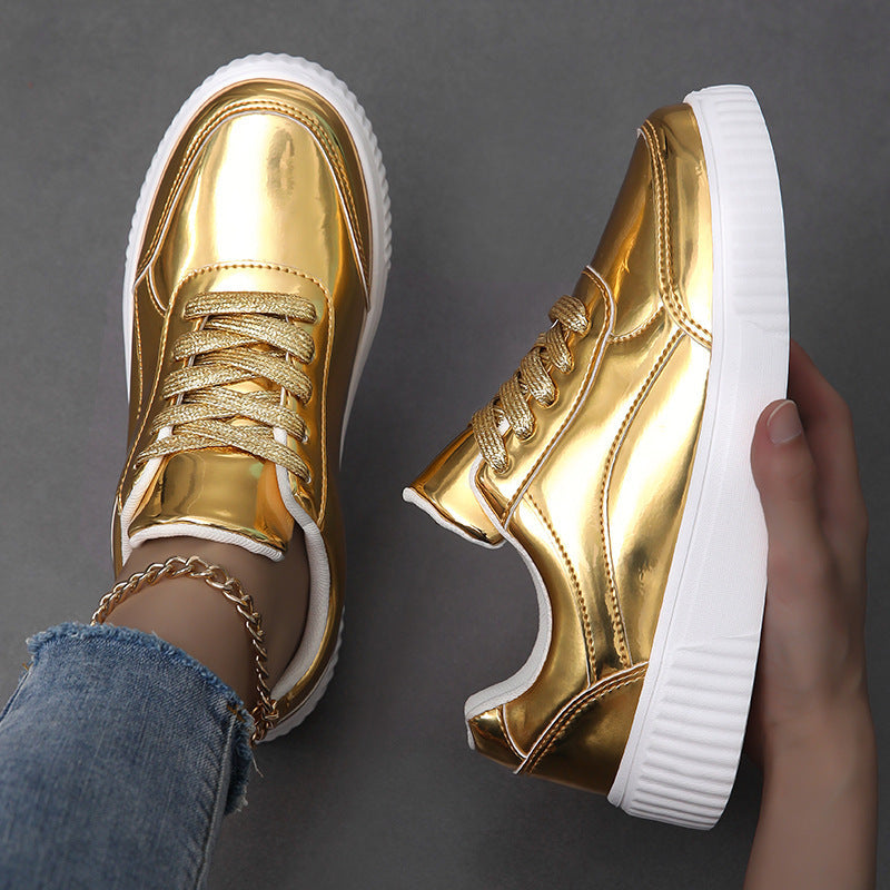 Damen Glänzende Sneakers mit dämpfender Sohle und atmungsaktivem Innenfutter