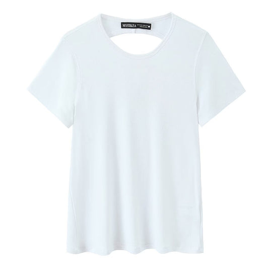 Damen Freizeit T-Shirt mit modernem Rückenausschnitt und hochwertiger Baumwolle R&B