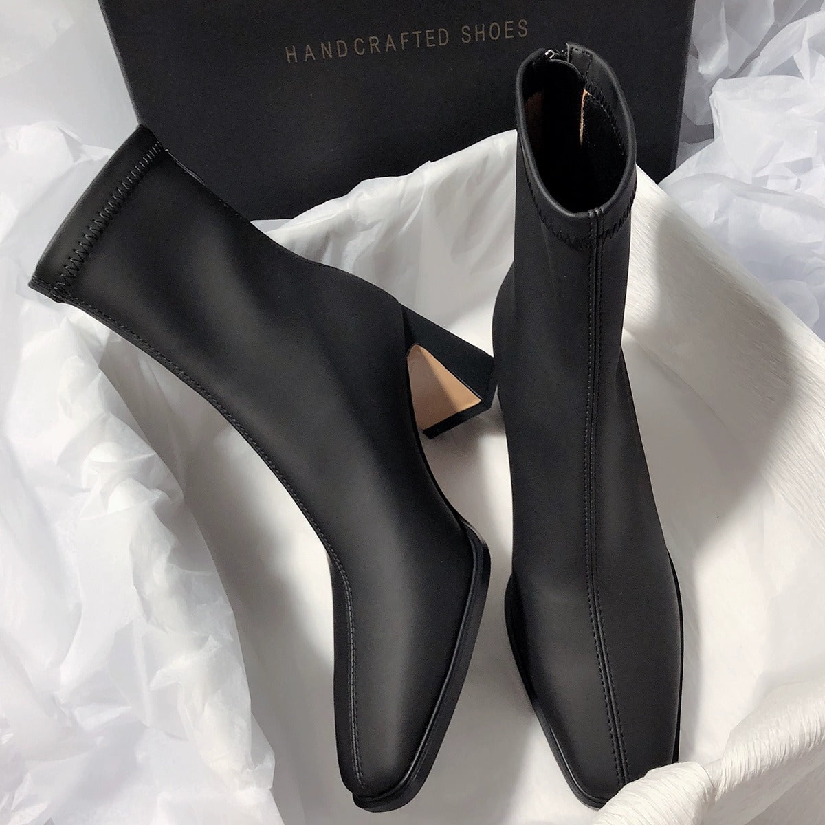 Damen elegante Ankle Boots mit stabiler Blockabsatz und flexiblem Innenfutter R&B