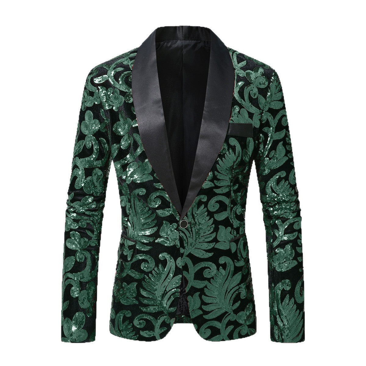 Herren eleganter Pailletten-Blazer im luxuriösen floralem Design R&B
