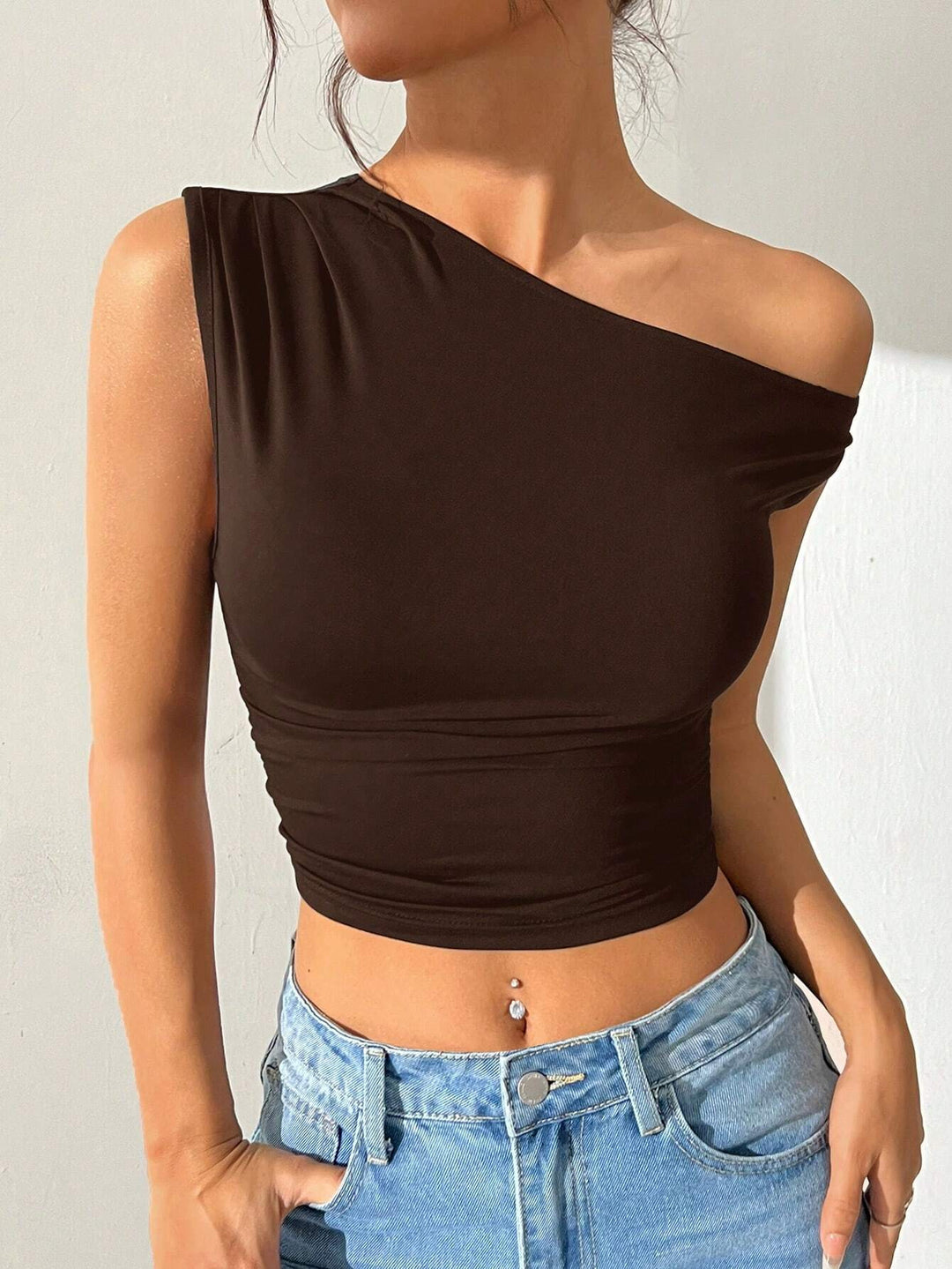 Damen asymmetrisches Top aus elastischem Material R&B