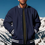 Herren nan stylische College-Varistyjacke mit geripptem Kragen, elastischen Bündchen und wärmender Thermowattierung R&B