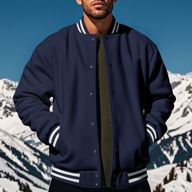 Herren nan stylische College-Varistyjacke mit geripptem Kragen, elastischen Bündchen und wärmender Thermowattierung R&B