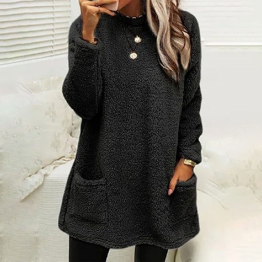 Damen Kuscheliger Fleece-Pullover mit praktischen Taschen und weitem Schnitt R&B