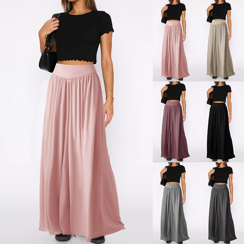 Damen Weit geschnittene Jersey-Hose mit elastischer Taille und elegantem Fall R&B