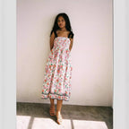 Damen Maxikleid mit floralem Print und elastischem Oberteil R&B