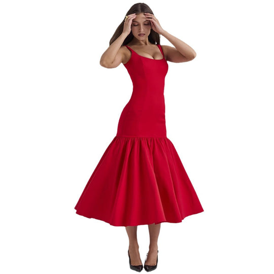 Damen Maxikleid mit schickem Taillenbetonung und voluminösem Rock R&B