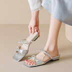 Damen elegante Slingback-Sandalen mit dekorativem Schleifenakzent
