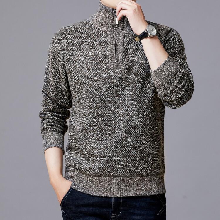 Herren Strickpullover mit modernem Stehkragen und strukturierter Oberfläche R&B