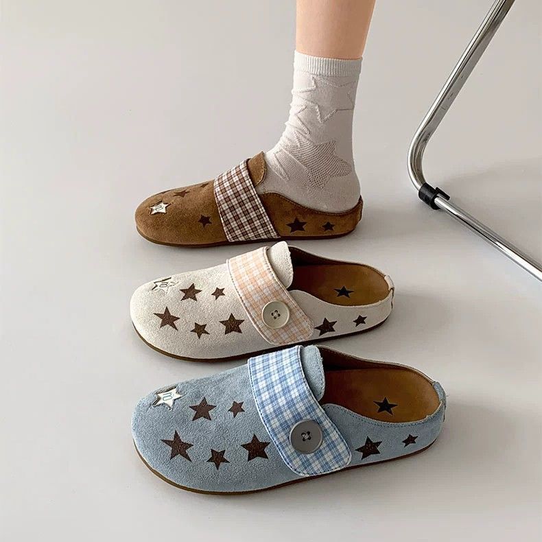 Damen Bequeme Slipper mit Sternenmotiv und verstellbarem Riemen