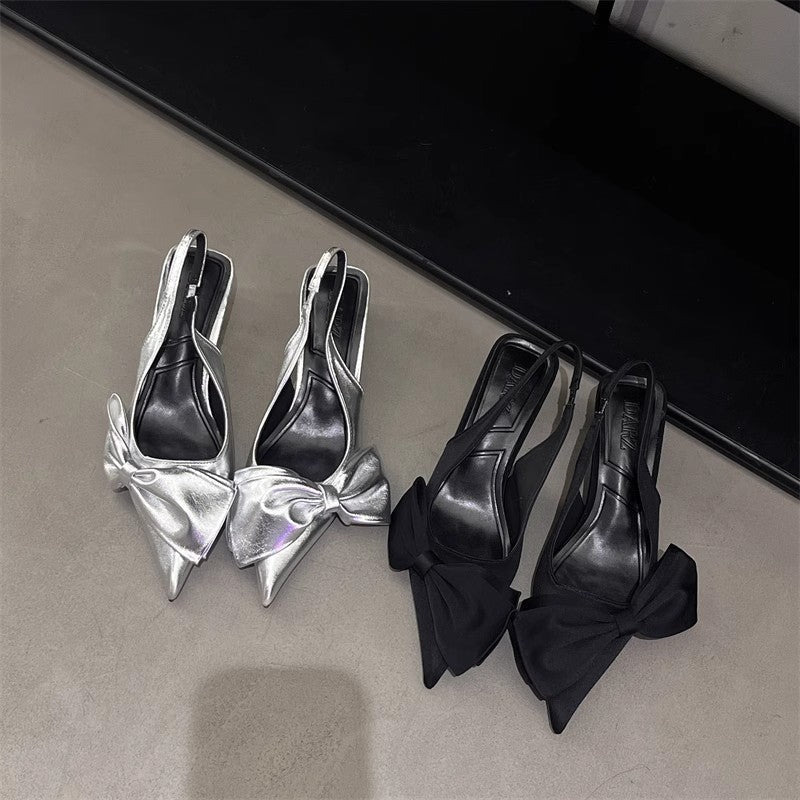Damen elegante Slingpumps mit Schleife R&B