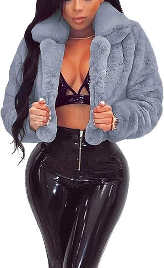 Damen Luxuriöse Kunstpelzjacke im eleganten Cropped-Design R&B
