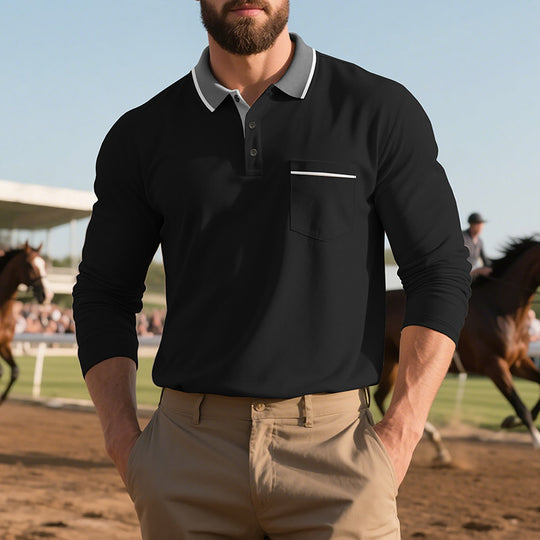 Herren Poloshirt mit trendigem Design und bequemen langen Ärmeln R&B