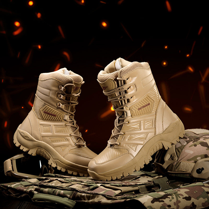 Herren Tactical Stiefel mit seitlichem Reißverschluss und hochgezogenem Knöchelschutz R&B