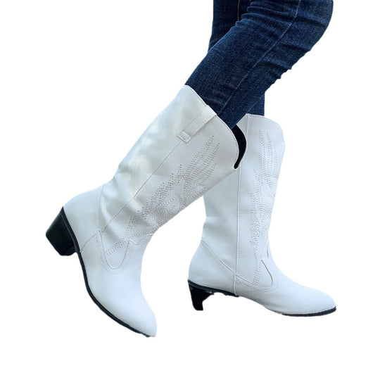 Damen Cowboy-Stiefel mit hohem Absatz und kunstvollen Stickereien R&B