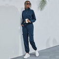 Damen Freizeit-Jumpsuit mit halbem Reißverschluss und praktischen Taschen