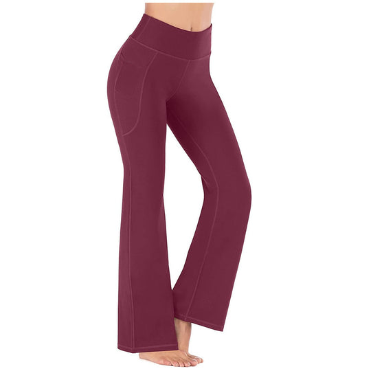 Damen Sportliche Bootcut-Leggings mit hohem Bund und Seitentaschen R&B