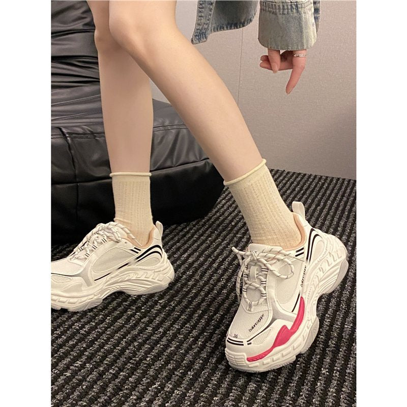 Damen sportliche Lauf Sneakers mit dickem Plateausohle R&B