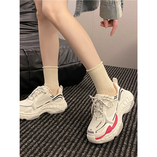 Damen sportliche Lauf Sneakers mit dickem Plateausohle R&B