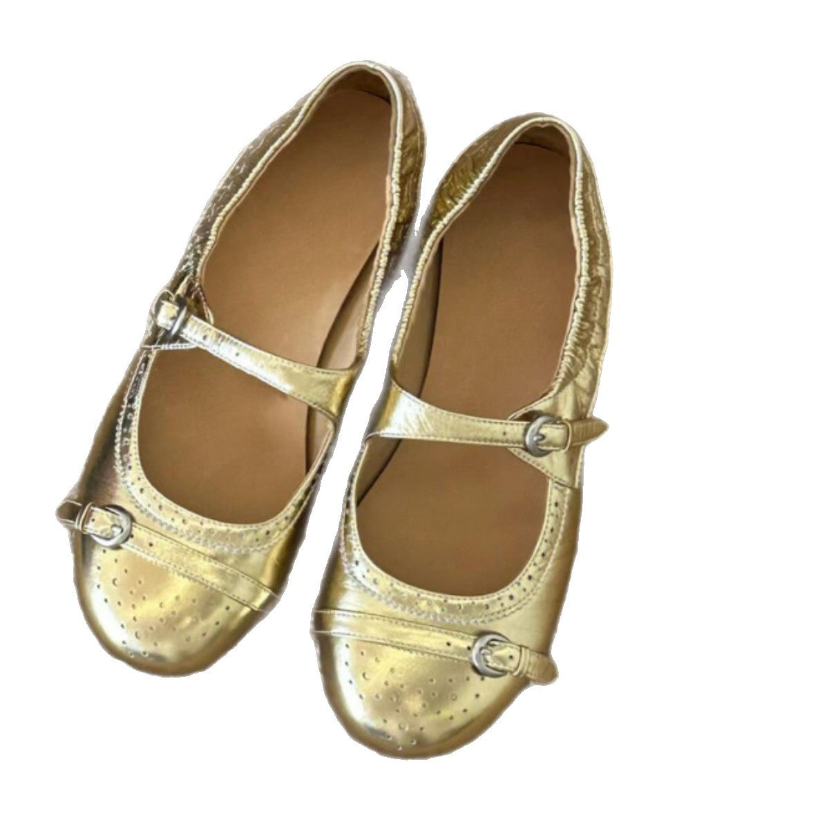 Damen elegante Ballerinas mit schimmerndem Riemchen und dekorativen Pünktchen R&B