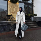 Damen Lange Steppjacke mit elegantem Revers R&B