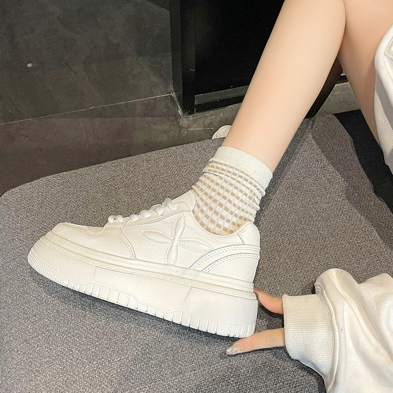 Damen sportliche Sneakers mit hohem Plateau-Heel und kunstleder Oberfläche R&B