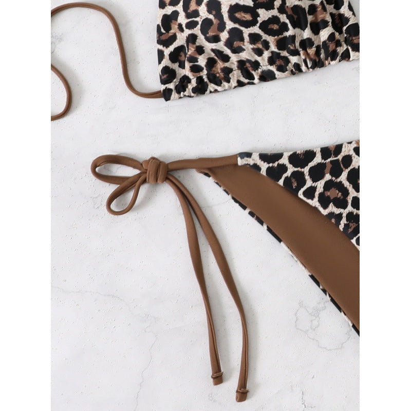 Damen Triangel-Bikini mit verspieltem Leopardenmuster R&B