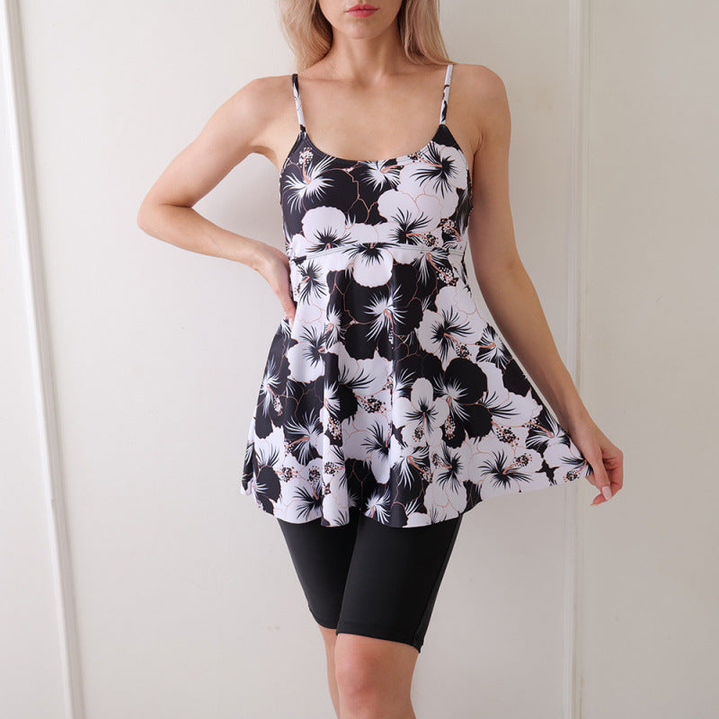 Damen Tankini-Set mit floralem Design und sportlichen Shorts R&B