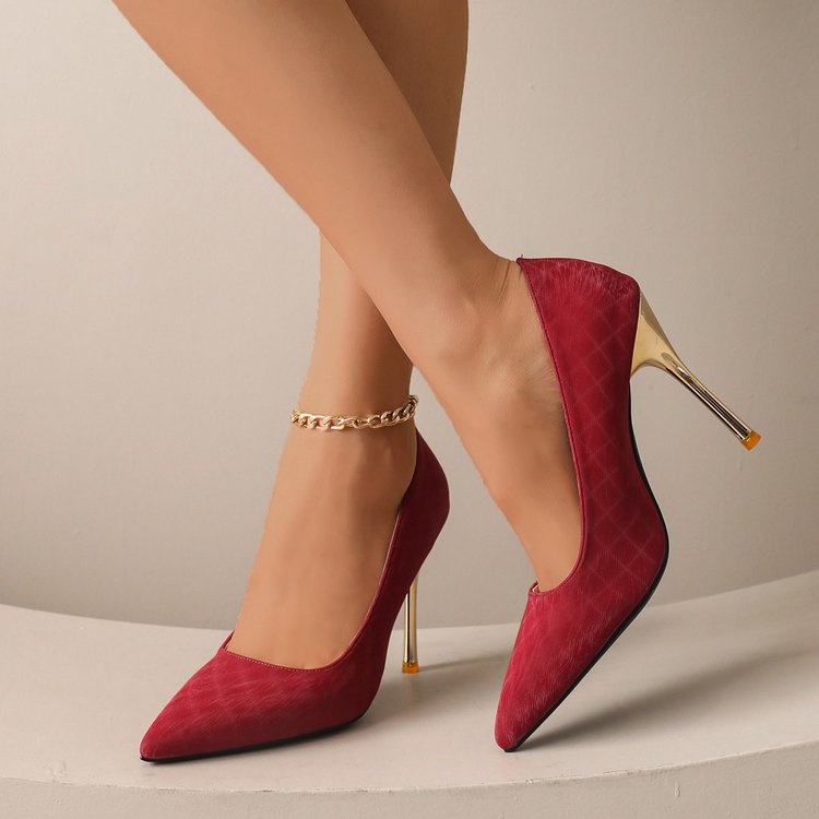 Damen spitze Stiletto-Pumps mit funkelndem Goldabsatz R&B