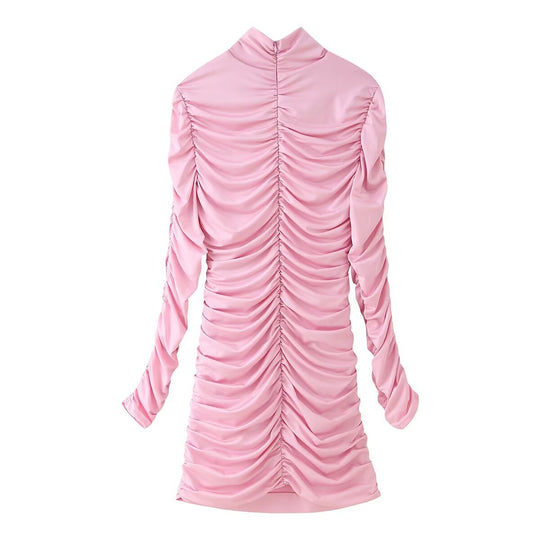 Damen elegantes Rüschenoberteil mit hohem Kragen R&B