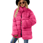 Damen Luxuriöse Kunstpelzjacke mit lockeren Ärmeln und voluminösem Schnitt R&B