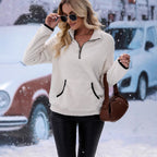 Damen Fleece-Pullover mit Stehkragen und Reißverschluss