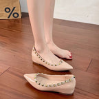 Damen spitze Ballerinas mit goldenen Nieten R&B