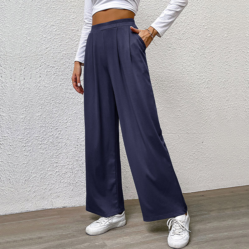 Damen weite Chinohose mit elegantem Faltenwurf und hohem Bund R&B