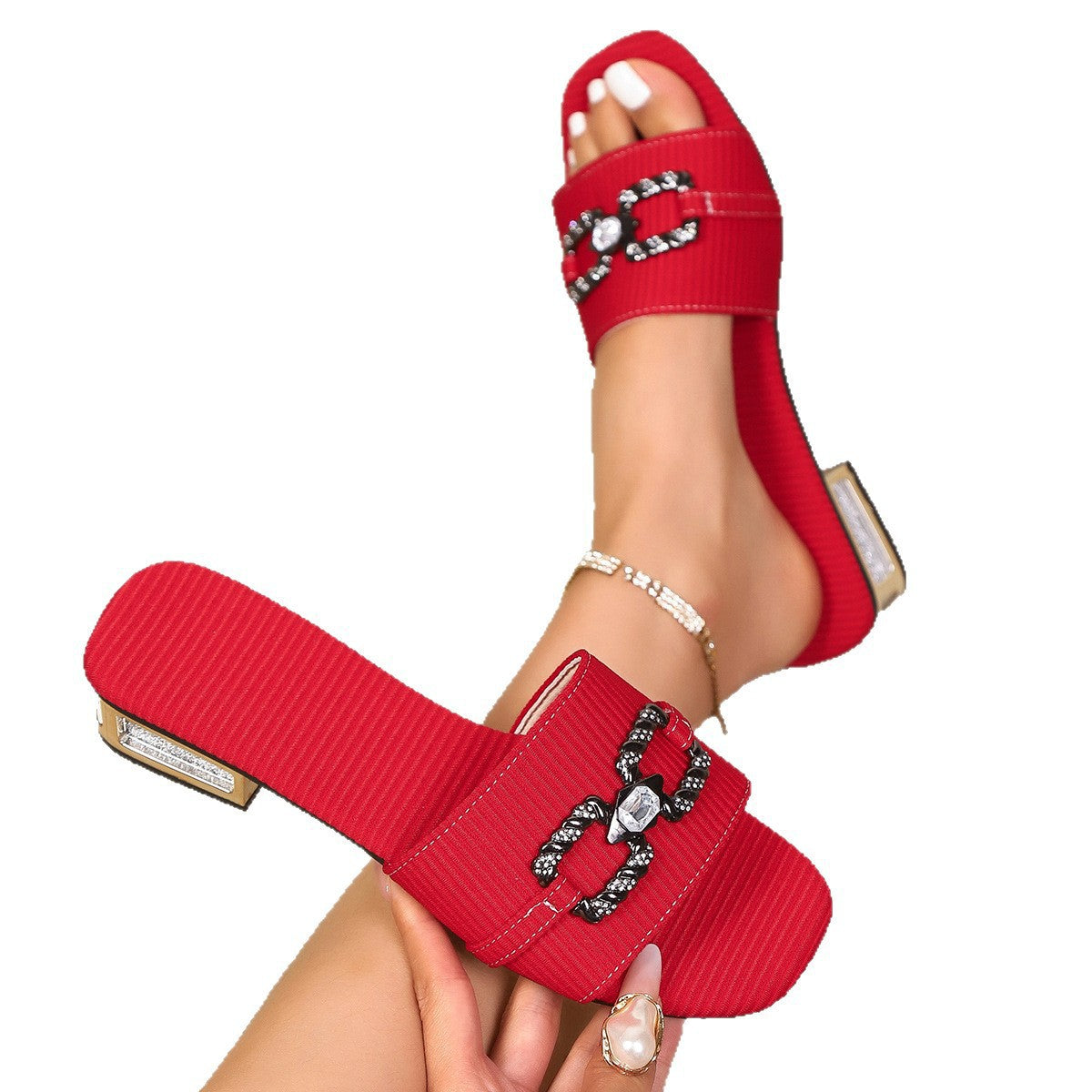 Damen Modische Sandalen mit funkelnden Details R&B