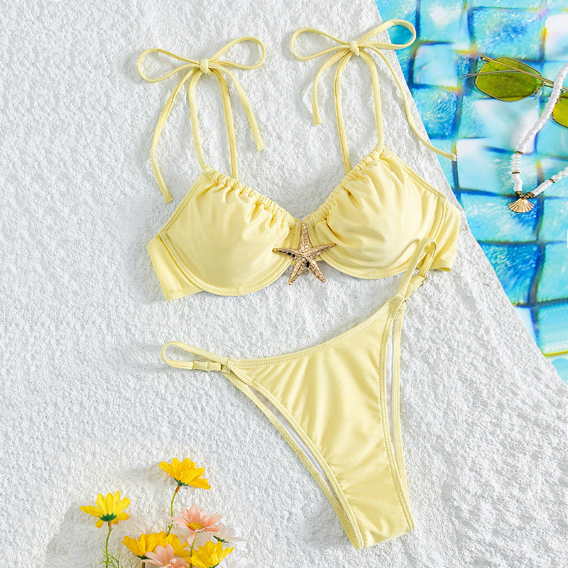 Damen Push-Up-Bikini mit dekorativem Muschelverschluss R&B