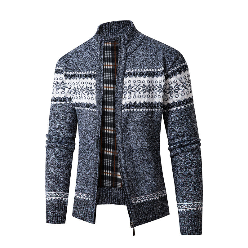Herren Strickjacke mit hohem Kragen und modernem Zipper R&B