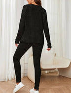 Damen Loungewear-Set mit geripptem Design und weitem Schnitt R&B