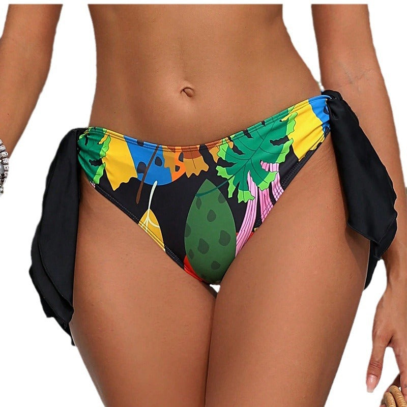 Damen Bikinislip mit modischem floralem Design und praktischen BindR&Bändern R&B