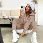 Damen Gemütlicher Kapuzenanzug mit Reißverschluss und elastischen Bündchen R&B