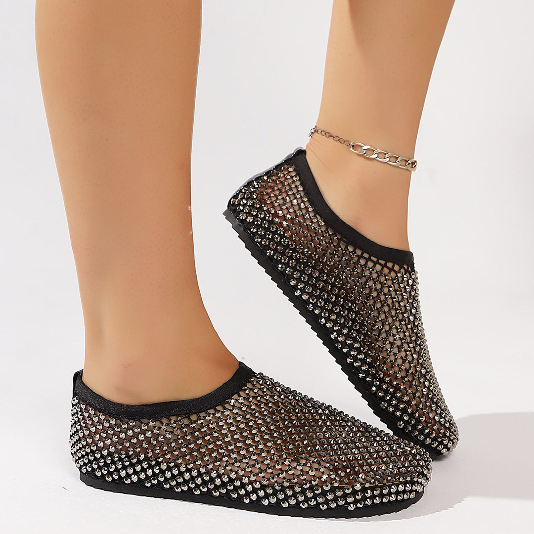 Damen modische Slide-Sandalen mit funkelndem Strassdesign R&B