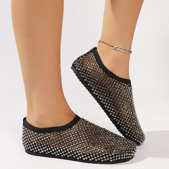 Damen modische Slide-Sandalen mit funkelndem Strassdesign R&B
